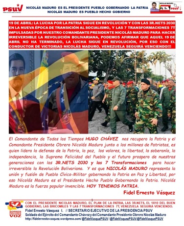 PORTADA 19 DE ABRIL LA LUCHA SIGUE EN REVOLUCIÓN Y NOSOTROS VENCEREMOS-Carpeta Fidel Ernesto Vásquez